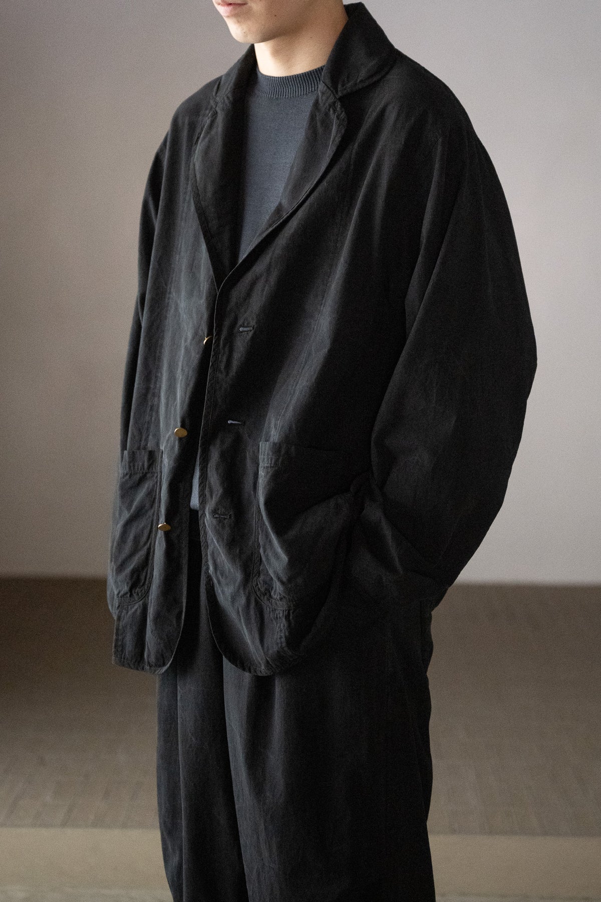 barbell object / piping jkt -BLACK