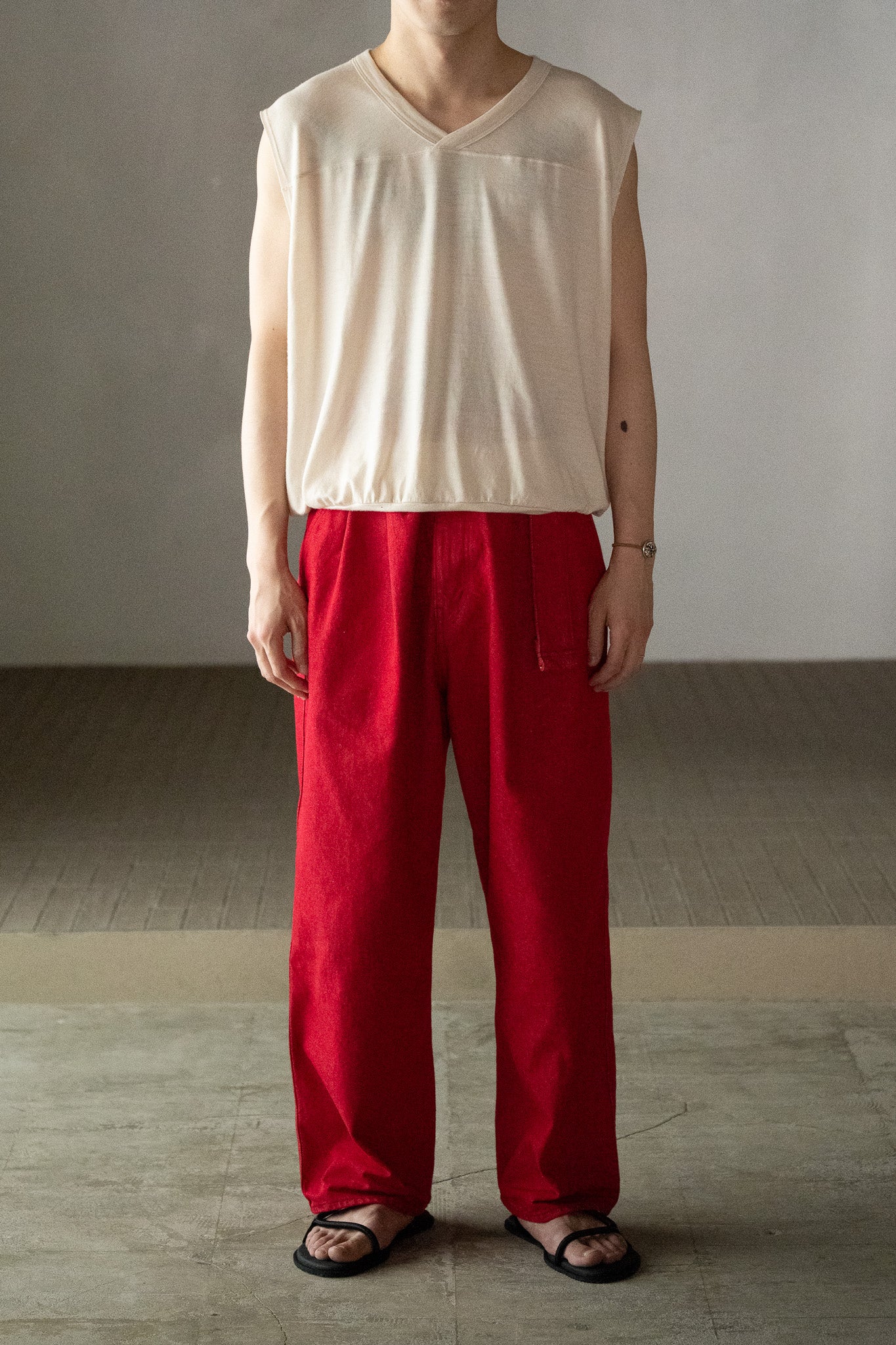 barbell object / denim pt -RED