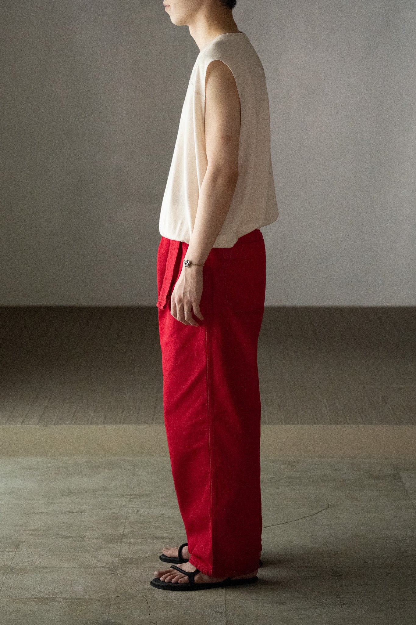 barbell object / denim pt -RED