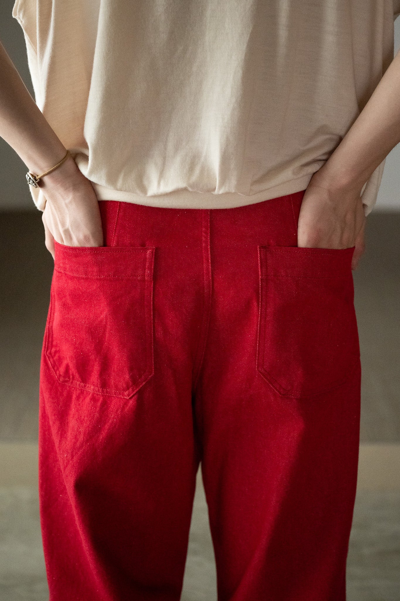 barbell object / denim pt -RED