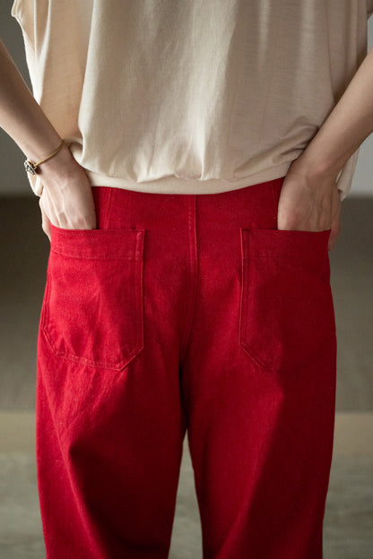 barbell object / denim pt -RED