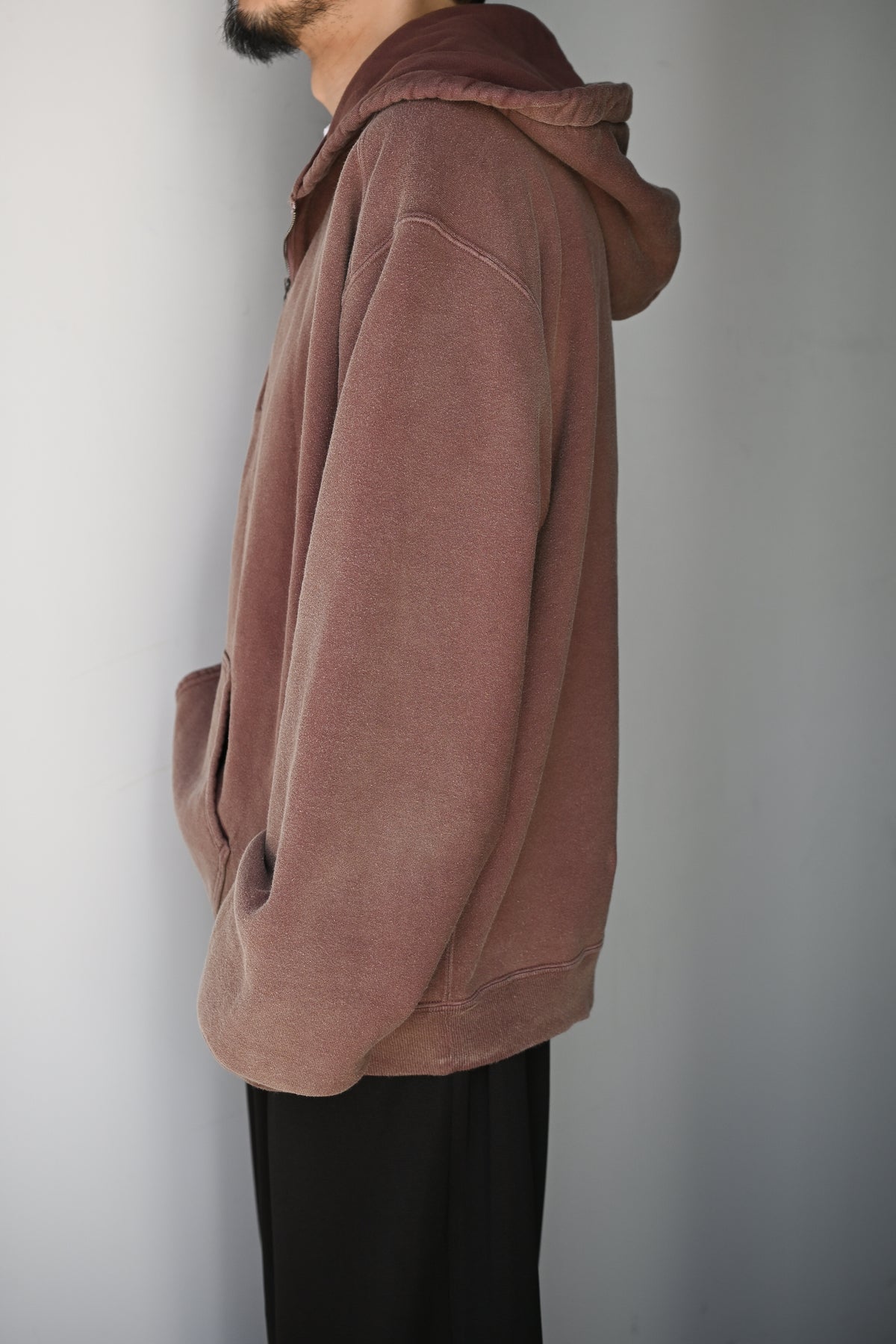 ANCELLM / FLEECE-LINED SWEAT HOODIE -P.BEIGE