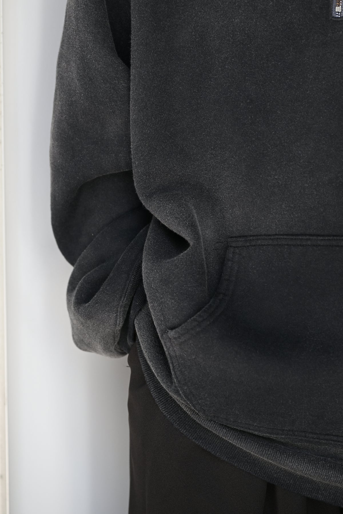 ANCELLM / FLEECE-LINED SWEAT HOODIE -BLACK