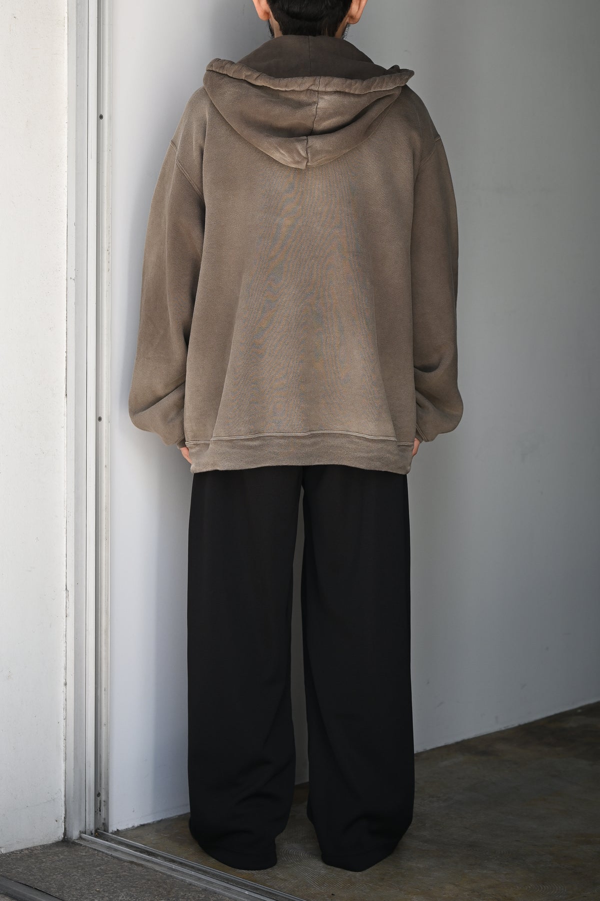 ANCELLM / FLEECE-LINED SWEAT HOODIE -MARRON