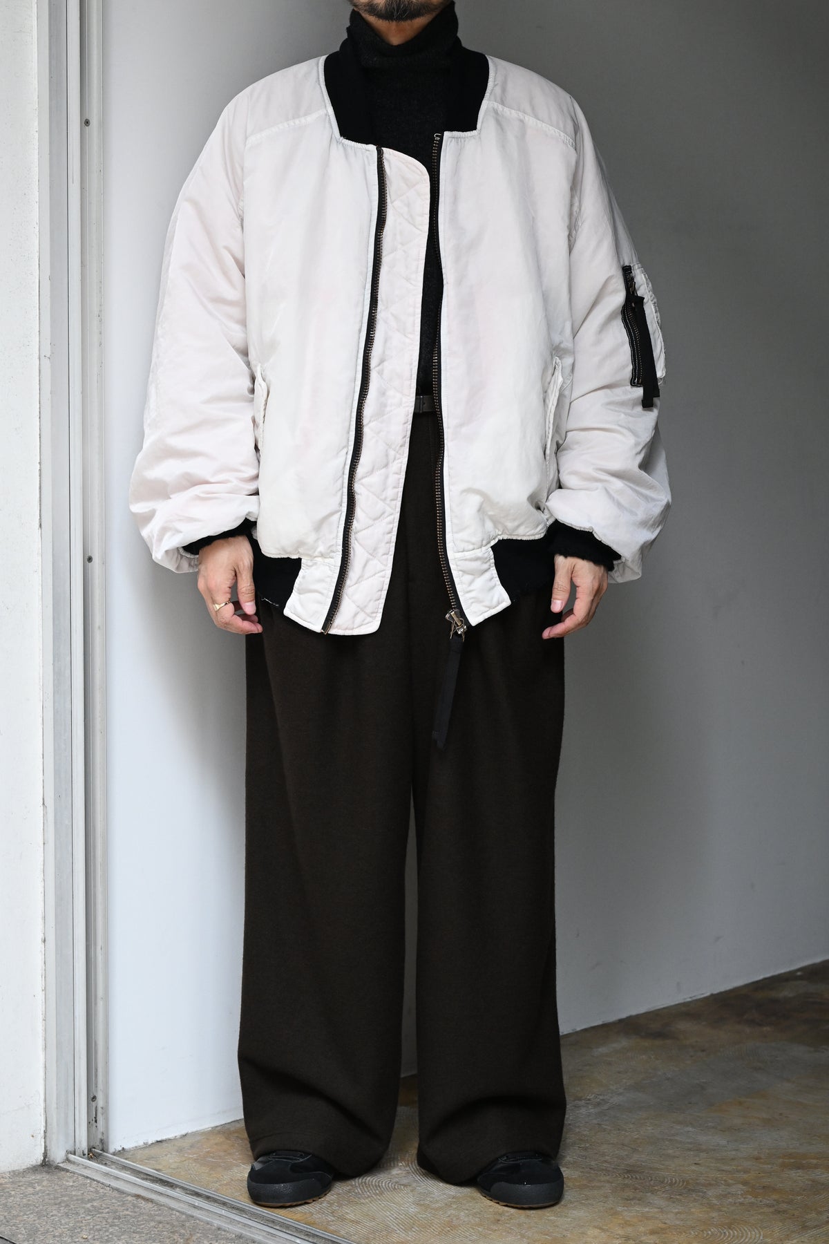 ANCELLM / AGING BOMBER JACKET -SNOWWHITE