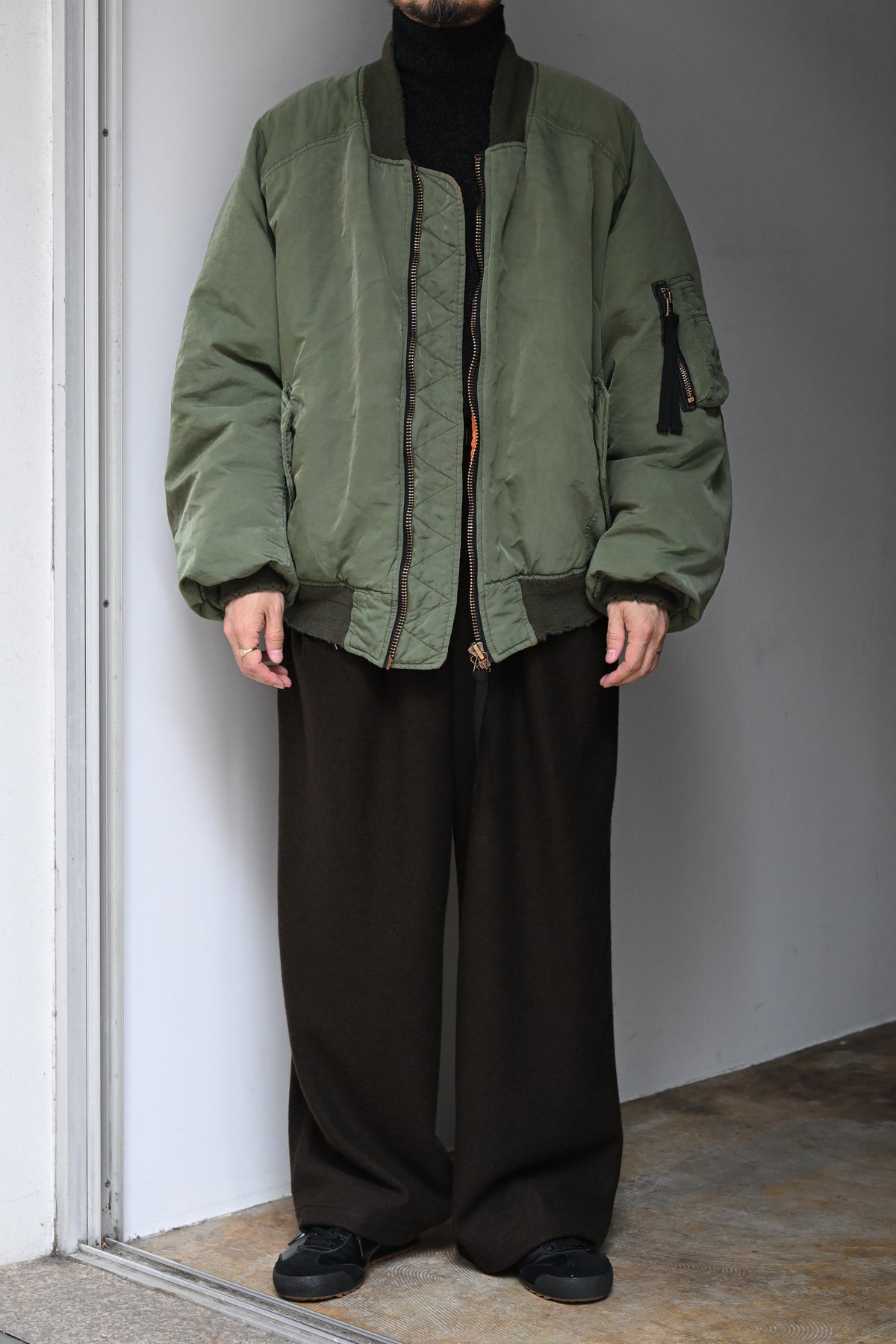 ANCELLM / AGING BOMBER JACKET -KHAKI