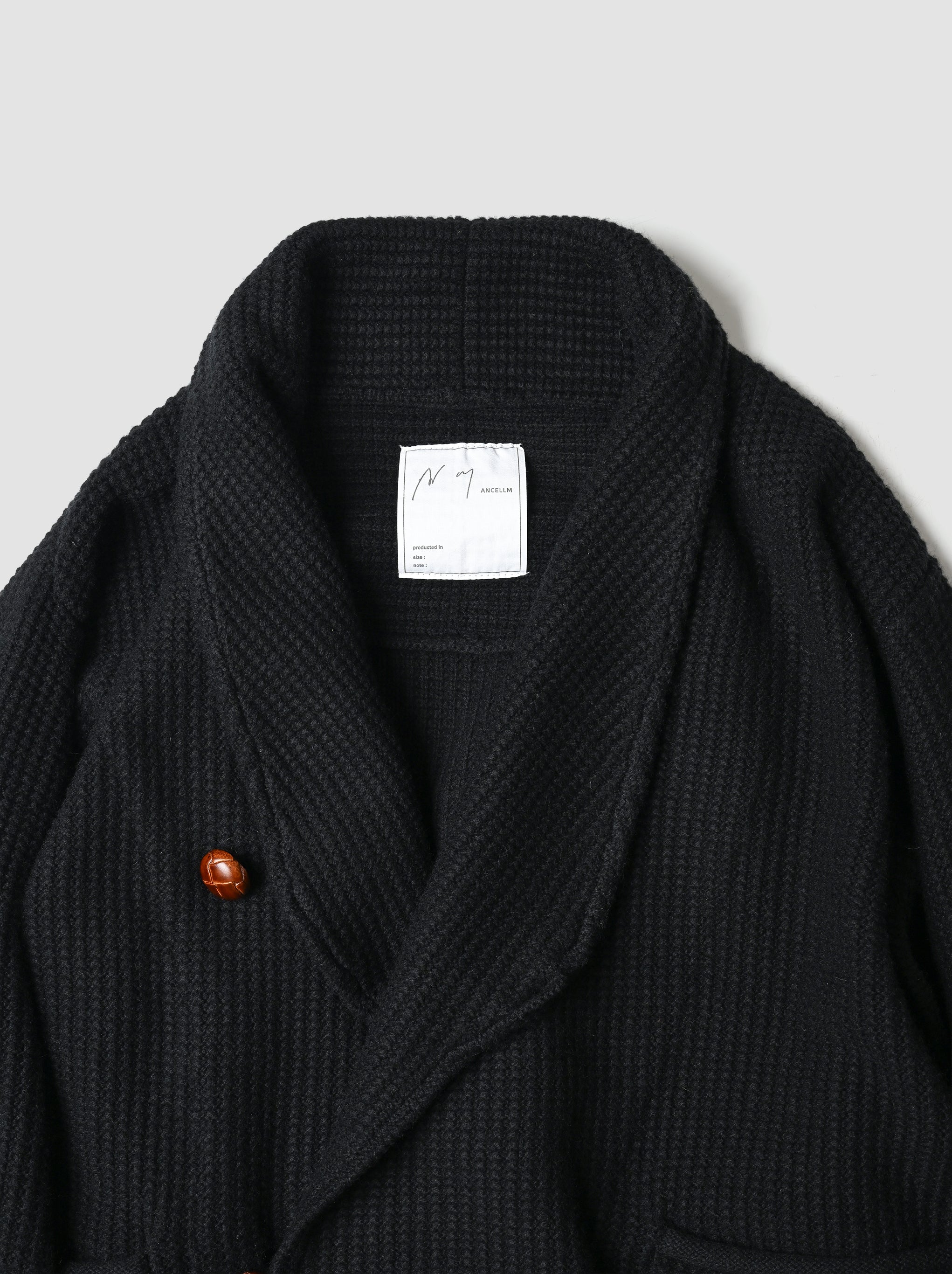 ANCELLM / SHAWL COLLAR KNIT CARDIGAN -BLACK
