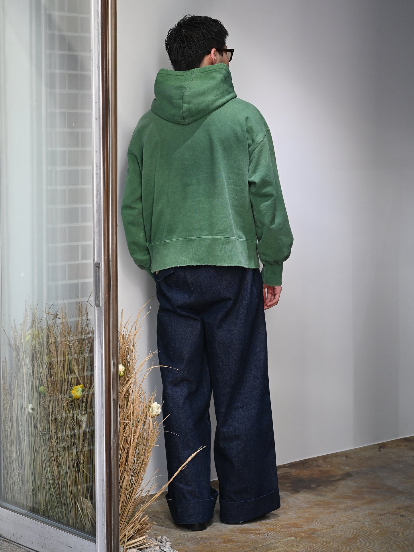 ANCELLM / DAMAGE HOODIE -GREEN