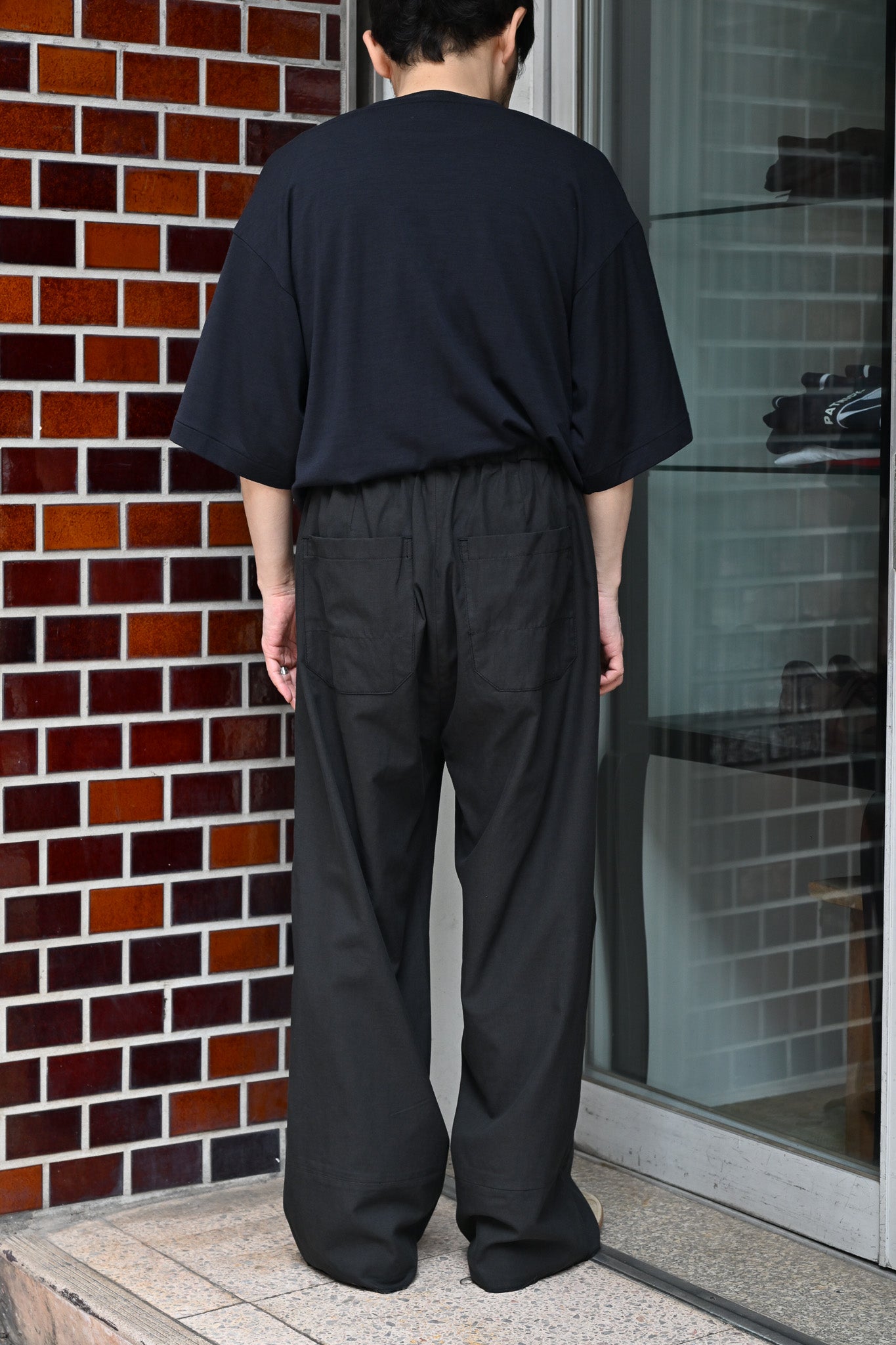 ANCELLM / L/C TUCK EASY PANTS -BLACK