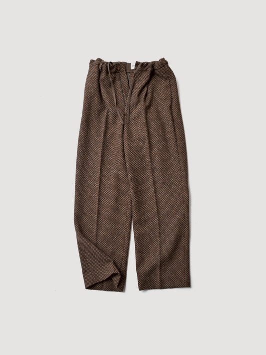 BISOWN / HEAVYWOOL 1TUCK EASY SLACKS - BROWN EYES