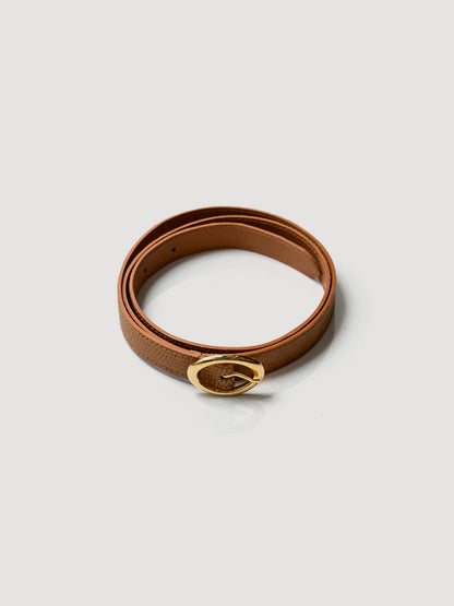 BISOWN / LIZARD OVAL BELT -CAMEL