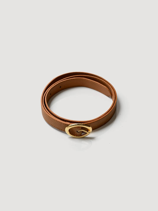 BISOWN / LIZARD OVAL BELT -CAMEL