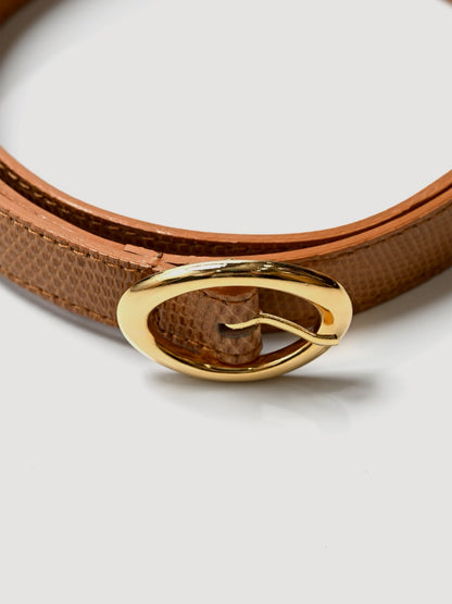 BISOWN / LIZARD OVAL BELT -CAMEL