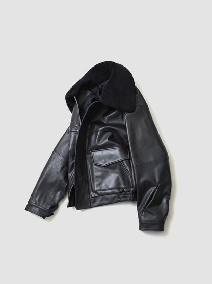 Afiit / LEATHER JACKET -BLACK
