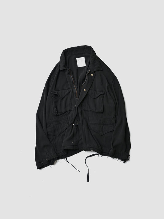 ANCELLM / SILK SUEDE FIELD JACKET -BLACK
