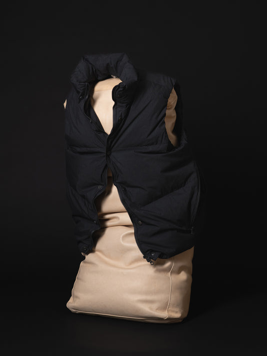 barbell object / exclusive / down vest -BLACK