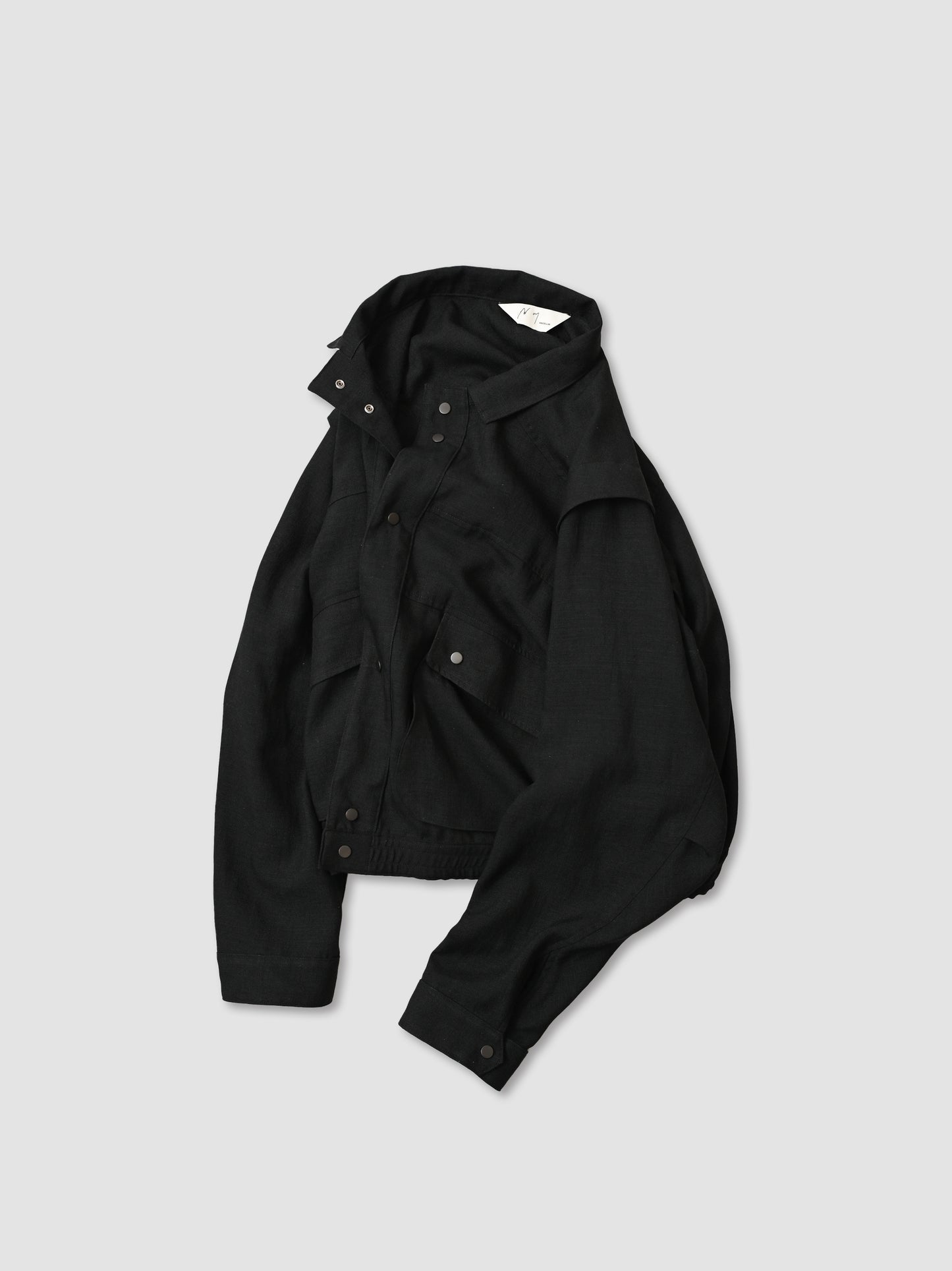 ANCELLM / MELANGE SNAP BLOUSON -BLACK