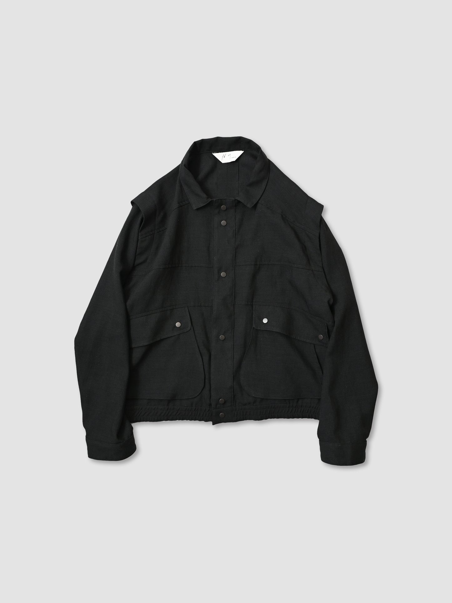 ANCELLM / MELANGE SNAP BLOUSON -BLACK