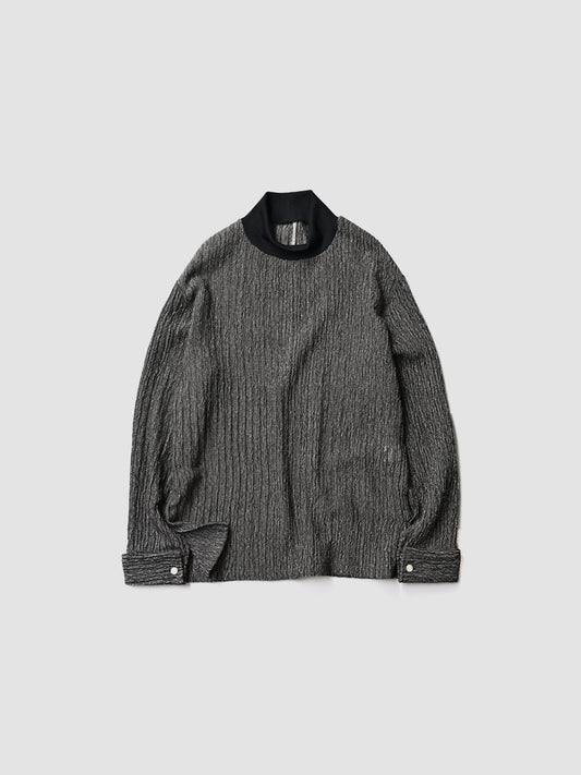 M's braque / TURTLENECK FRENCH CUFFS SHIRT -BLACK/NATURAL