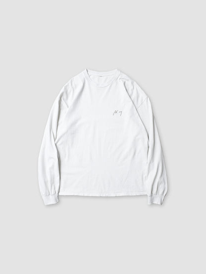 ANCELLM / EMBROIDERY DYED LS T-SHIRT -WHITE