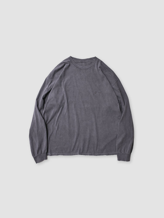 ANCELLM / EMBROIDERY DYED LS T-SHIRT -F.BLACK