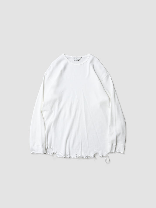 ANCELLM / DAMAGE WAFFLE CREW LS T-SHIRT -WHITE