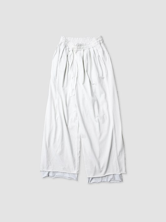 ANCELLM / DRAPE WIDE EASY CUT SLACKS -WHITE