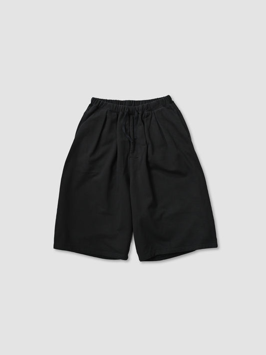 ANCELLM / 3/4 TUCK SWEAT SHORTS -BLACK