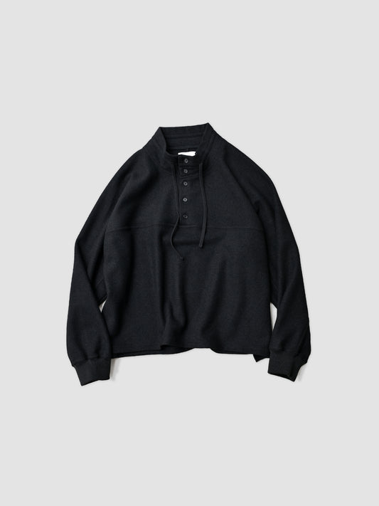ANCELLM / HENLEY PULL OVER SHIRT -BLACK