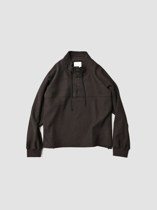 ANCELLM / HENLEY PULL OVER SHIRT -D.BROWN