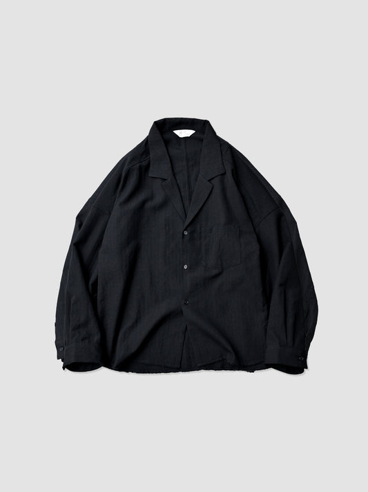 ANCELLM / WASH WOOL TAILORED SHIRT -BLACK